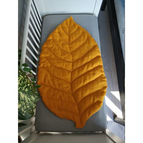 Nursery Rug Ohra - Leaf Linen Play Mat - Yellow
