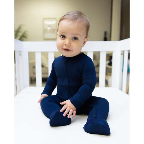 Bumbunny Baby | Zip Footie in Navy