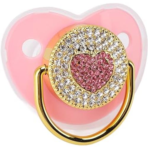 Baby Pacifier - Heart Shape Shinning Baby Soother Nipple, Personalized Pacifier Glitter Crystal Luxurious Dummy Ideal Gift Bling Pacifier for Girl Baby Shower Newborn Photography