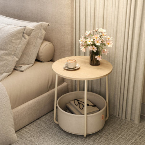 George Oliver Round End Table with Fabric Basket, Modern Style & Reviews | Wayfair