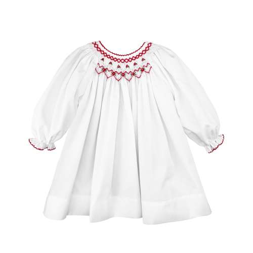 Dress with Heart Shaped Bishop Smocking