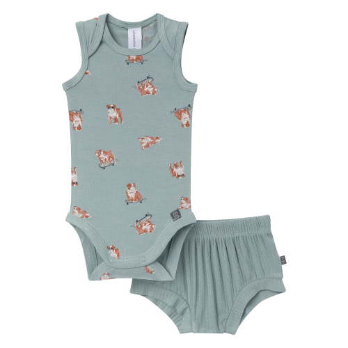 Modern Moments by Gerber Baby Neutral Viscose Sleeveless Bodysuit and Short Outfit Set, 2-Piece, Sizes Newborn - 12 Months