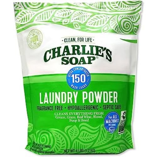 Charlie’s Soap Laundry Powder New (150 Loads, 1 Pack) Fragrance Free Hypoallergenic Plant Based Deep Cleaning Laundry Powder – Biodegradable Eco Friendly Sustainable Laundry Detergent