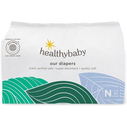 Our Diapers | EWG Verified Safe & Plant-Based Diapers | Leak Protection | Soft Organic Cotton Shell | Chlorine-Free Diaper for Sensitive Skin | Size Newborn (<10 lbs) 32 Count