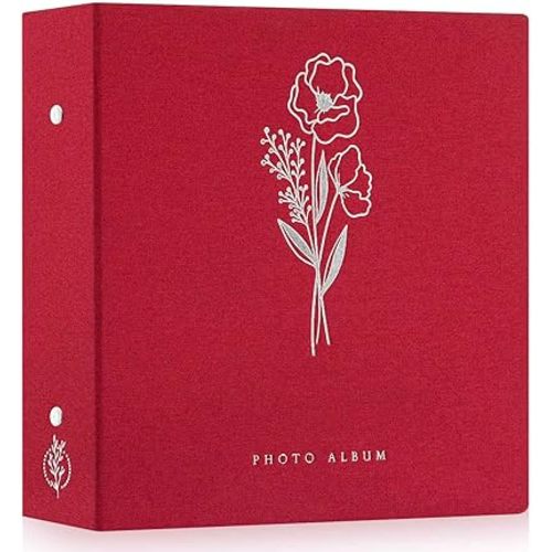 Lanpn Photo Album 4x6 1000 Pockets, Extra Large Capacity Linen Cover Picture Albums Holds 1000 Horizontal and Vertical Photos Red