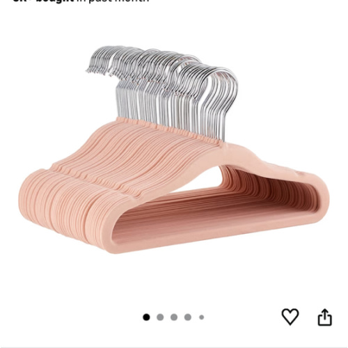 Amazon Basics Kids Velvet, Non-Slip Clothes Hangers for Infant and Toddler, 11.6 inches (for baby clothes), Pack of 50, Gray