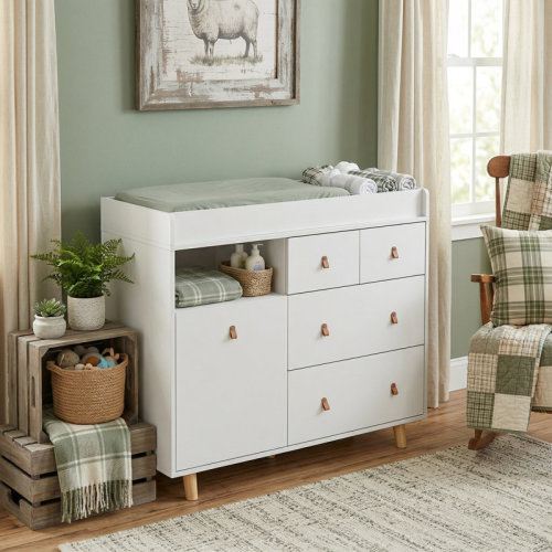 George Oliver Stroman 45'' Wide Baby Changing Table Dresser With 4 Drawers | Wayfair