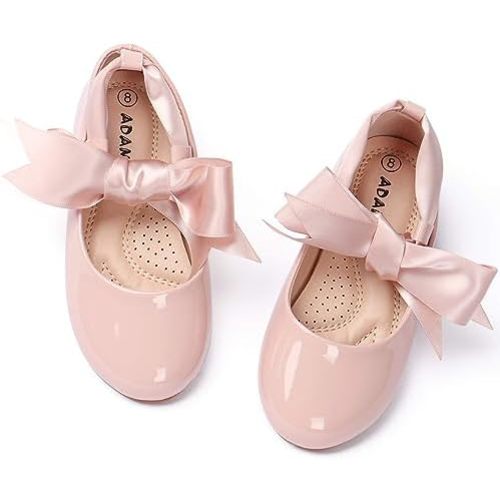 ADAMUMU Toddler Dress Shoes Flower Girl Shoes for Weeding Cute Toddler Mary Jane Shoes Lace Flore Ballet Flat for Walking, Jumping