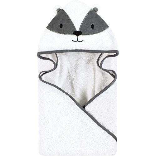 Hudson Baby Unisex Baby Cotton Poly Animal Face Hooded Towel, Badger, One Size