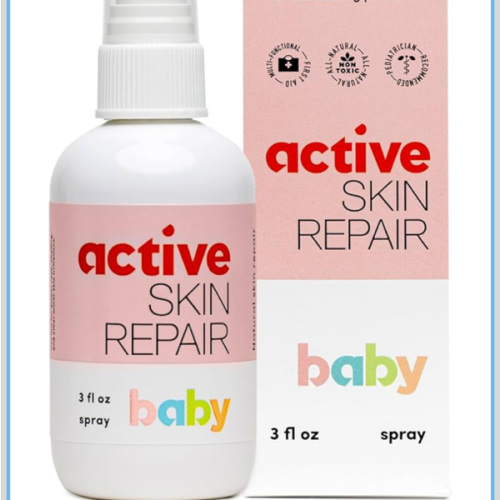 Active Skin Repair Natural, Non-Toxic, No Sting Baby Spray First Aid Safe For Use on Diaper Rash, Baby Acne, Eczema, Cuts, Wounds, Scrapes, and Other Skin Irritations (3 oz. Spray)