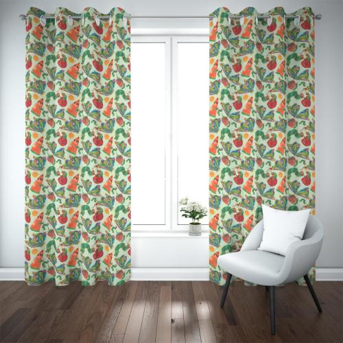 The Very Hungry Caterpillar Blackout Curtains – Eric Carle Kids Room Drapes, Bright Storybook Nursery Decor, Learning Room Panels