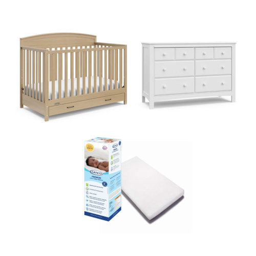 Graco Benton 5-In-1 Convertible Crib With Drawer, Benton 6 Drawer Dresser, And Mattress Nursery Set & Reviews | Wayfair