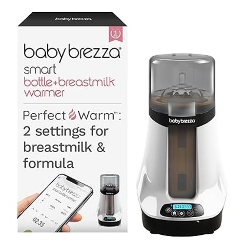 Baby Brezza Smart Baby Bottle Warmer, Breastmilk Warmer + Defroster – Free App - Different Temperatures for Breastmilk + Formula - Universal Fit for All Bottles + Milk Bags - Calentador de Biberones