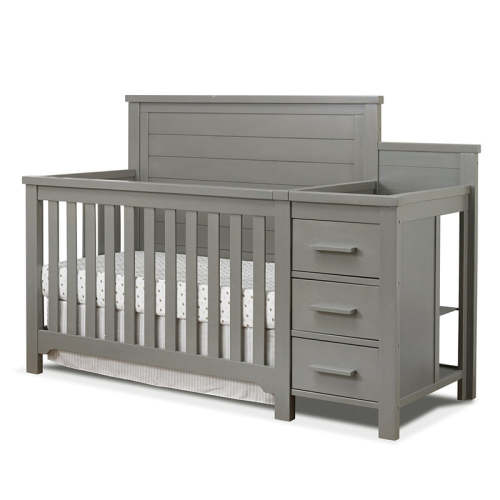 Sorelle Farmhouse Crib And Changer in Weathered Gray