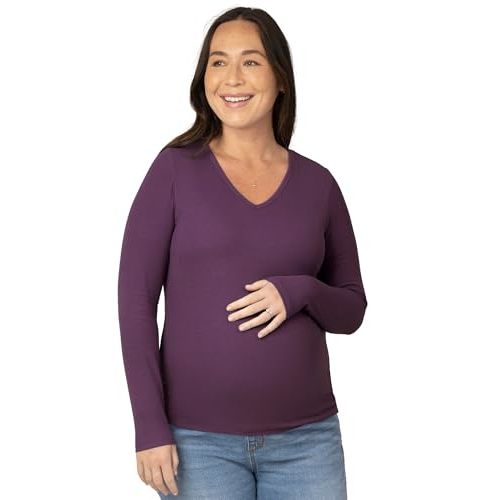 Kindred Bravely Ribbed Bamboo Maternity V-Neck T-Shirt, Long Sleeve
