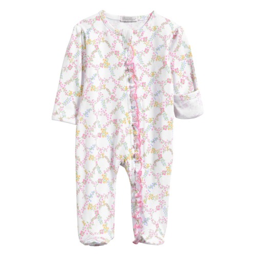 Floral Print Pima Cotton Zip Footie, 6-9M