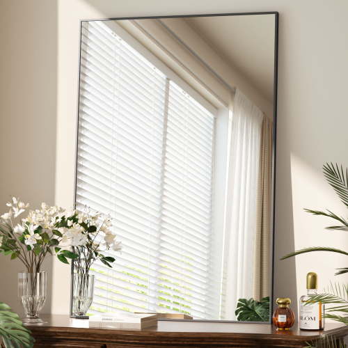 Beautypeak 26"x38" Bathroom Mirror Wall Mirror with Rectangular Metal Frame, Black - Walmart.ca