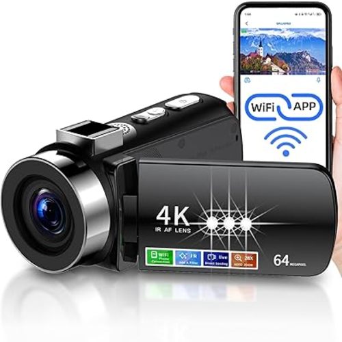 4K Video Camera Camcorder Ultra HD 64MP Vlogging Camera for YouTube 28X Digital Zoom 270° Rotation Screen 3.0" Vlog Camera with Night Vision Video Recorder with WiFi Connection