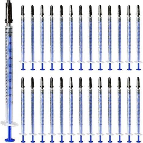 100Pack 1ml 1cc Pipette Syringe with Caps for Scientific Labs and Pet Feeding Multiple Uses Disposable Syringe Tools