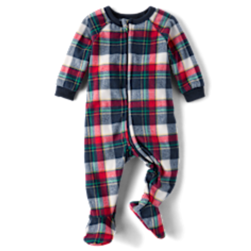 Baby And Toddler Christmas Long Raglan Sleeve Cousin Crew Microfleece Footed One Piece Pajamas - BLUE | The Children's Place