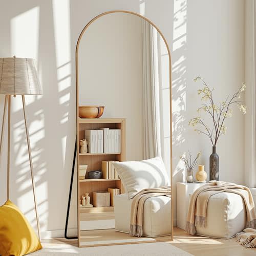 Antok Arch Floor Mirror, 58"x18" Full Length Mirror - Freestanding Full Body Mirror with Stand for Bedroom or Living Room (Amber)