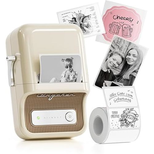 NIIMBOT B21 Label Maker, 2 Inch Portable Thermal Label Printer, Label Maker Machine with Tape, Compatible with Android, iOS & PC,Labeling for Home Storage Office and Small Business,Off-White