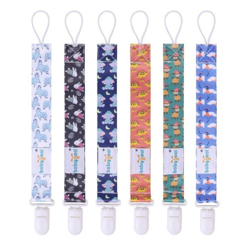 Babygoal Pacifier Clips, 6 Pack Pacifier Holder for Boys and Girls Fits Most Pacifier Styles &Teething Toys and Baby Gift 6PB02