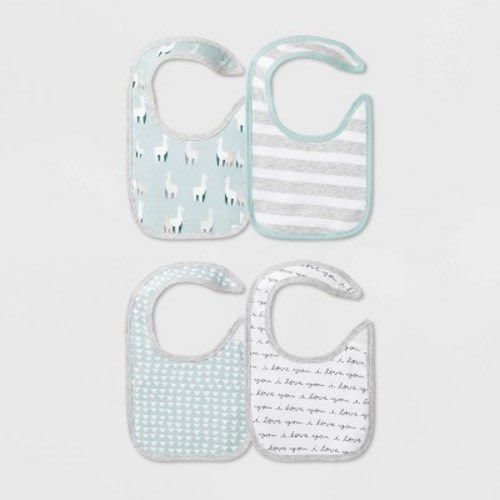 Baby 4pk Llama Love Bibs - Cloud Island™ One Size
