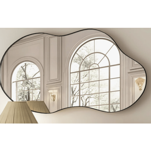 Ashane Asymmetrical Wall Mirror Metal Frame - 43" x 21.7" - Black finish