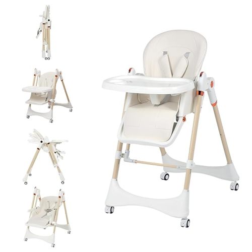 6-in-1 Convertible High Chair with Rocker | Baby High Chair for Newborn to Toddler (0-3 Years) | Adjustable, Foldable & Easy-Clean with Dishwasher Safe Tray & Tool-Free Assembly,White