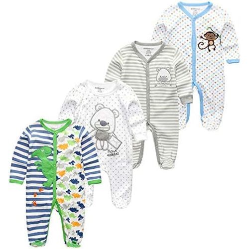 Kiddiezoom Baby and Toddler Boys'Snug Fit Footed One-Piece Romper Jumpsuit Cotton Cotton Footed Outfit