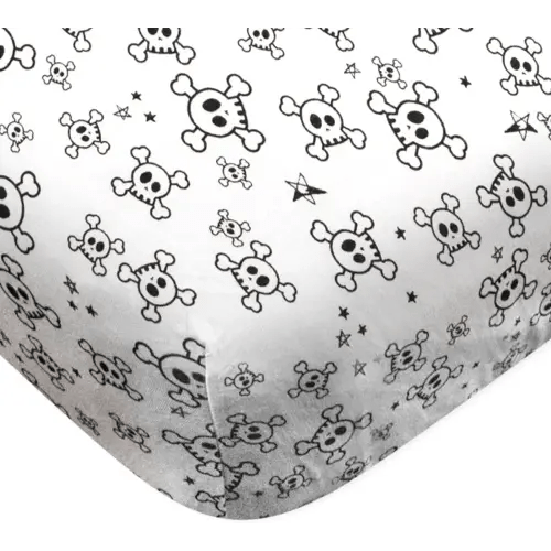 HonestBaby Fitted Crib Sheets Fits Standard Mattress Bassinet, Mini Prints 100% Organic Cotton Baby Boys, Girls, Unisex, Tossed Skulls, One Size