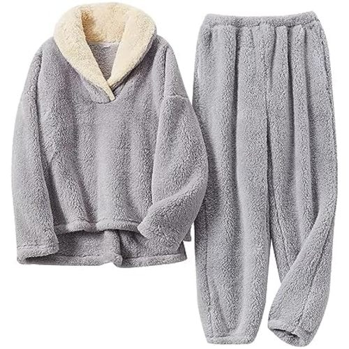 Fluffy Pajamas for Women Set Soft Comfy Fleece Pjs Pullover Pants Loose Plush 2 Piece Sleepwear Fuzzy for Winter
