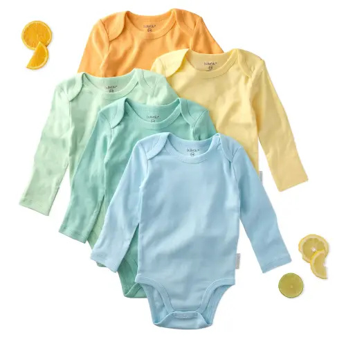 5-Pack Long Sleeve Bodysuits - Sunny - 0-3M