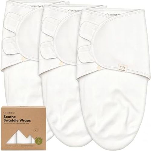 KeaBabies 3-Pack Organic Baby Swaddles for Newborns, Soft White, 0-3M