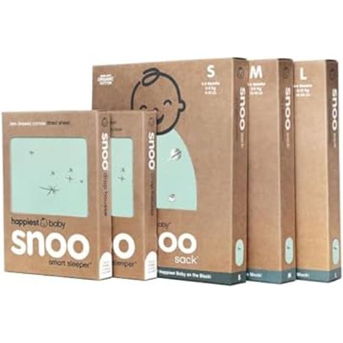 Happiest Baby The Big Bundle 100% Organic Cotton - Includes 3 SNOO Sacks and 2 SNOO Bassinet Fitted Sheets (Teal)