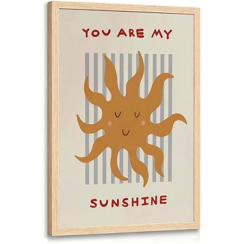 INJOLLY Wood Framed You Are My Sunshine Nursery Wall Art 16x24 in
