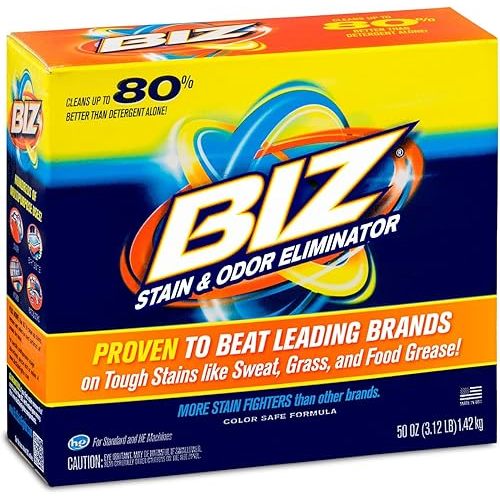 Biz Laundry Detergent Powder Booster, Stain & Odor Removal - 50 Ounces