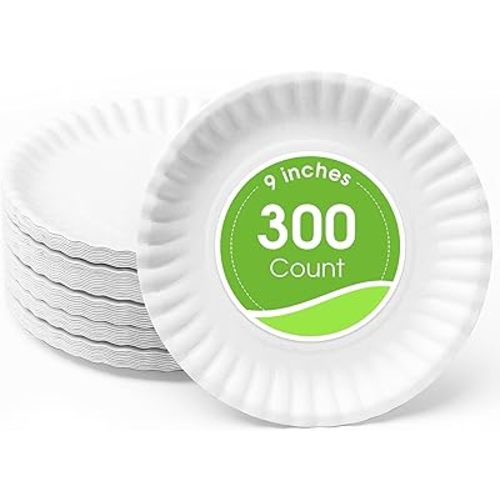 Perfectware 9 Inch White Paper Plates 300ct