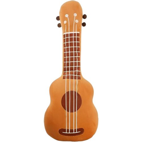 14.5" Soft Guitar Stuffed Plush Toy Ukulele Plush Pillow Stuffed Musical Instrument Toy Birthday Gift for Kids - Brown