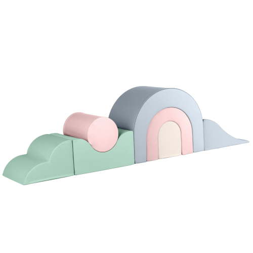 KIDKII Rainbow Play Set 7-Piece Foam Climbing & Motor Skill Play Kit, Pastel Mix