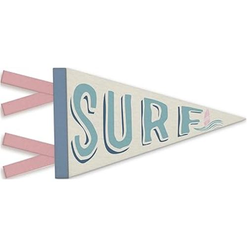 Coastal Granddaughter Room Decor, Surf Pennant Felt Banners Flags, Nautical Coastal Ocean Nursery Wall Hanging Banner for Toddler Girls Room Bedroom Beach House Decor, 7.4x14 Inch