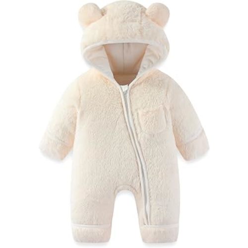 Amazon.com: AiWMGL Newborn Baby Bear Outfit Suit With Fold-Over Mittens and Footies Girls Boys 0-3 Months Winter Fleece Clothes Suit Hooded Jumpsuit Romper Snowsuit : Clothing, Shoes & Jewelry