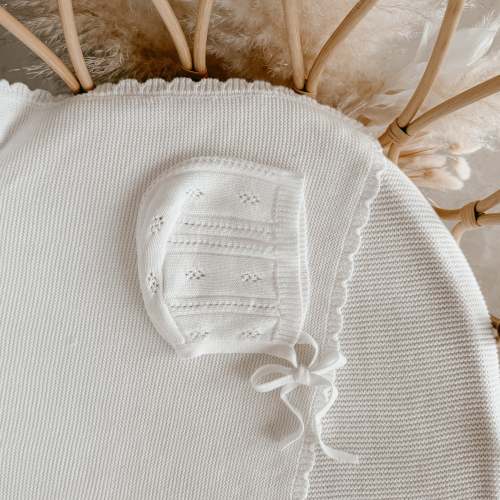 Margot Knit Bonnet - Milk - PRE ORDER - Est. Dispatch End of July – Blossom and Pear