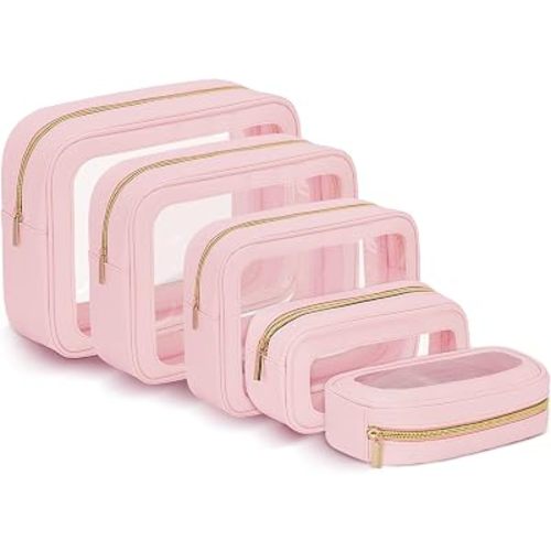WOOMADA 5PCS Diaper Bag Organizer Pouch Set, Clear Waterproof TPU TSA Approved Travel Packing Pouches for Baby & Women