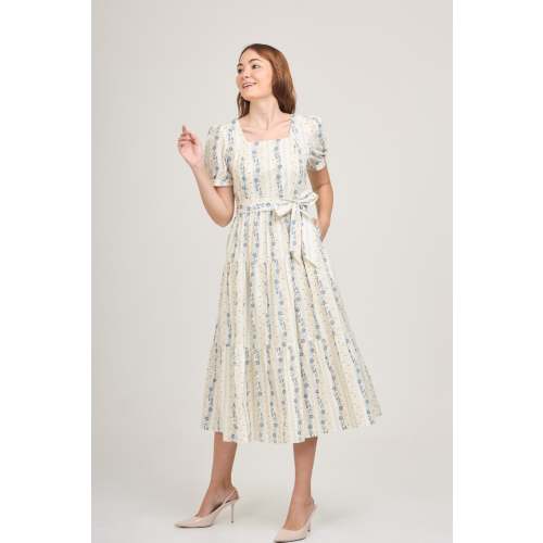 Versa Midi Dress with Nursing Zippers in Floral Trail