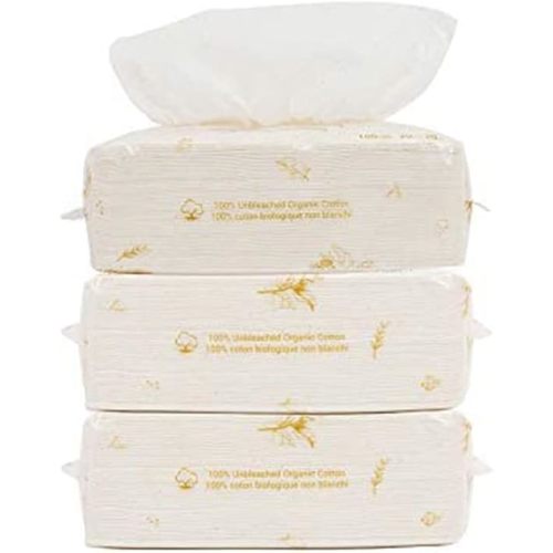 Organic Cotton Dry Baby Wipes For Sensitive Skin - Cashmere Feel, Wet and Dry Dual Use for Baby and Adult Skin Care and Daily Use (3 Packs, 100 Wipes/Pack)