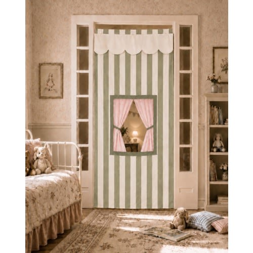 Kids Doorway Playhouse Curtain, Rod Pocket top style