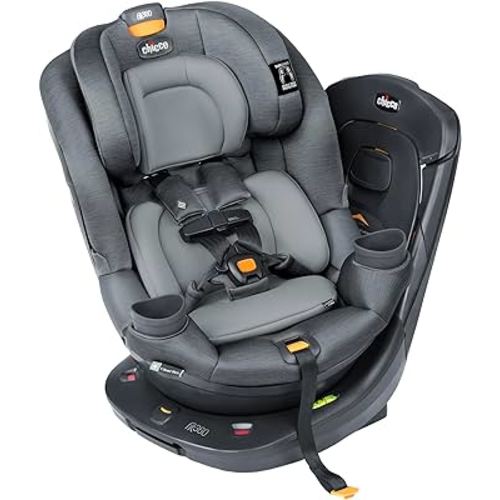 Chicco Fit360 ClearTex Rotating Convertible Car Seat with 360 Degree Rotation for Rear-Facing and Forward-Facing Usage, LeverLock Self-Tensioning Lock System | Drift/Grey