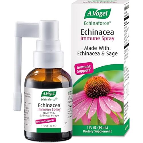A. Vogel Echinaforce Natural Soothing Throat Spray - Fresh Organic Echinacea Plant & Sage - Targeted Nozzle - Immune Support Supplement - Throat Health - Soy, Dairy, & Gluten Free - Non-GMO - 1 fl oz